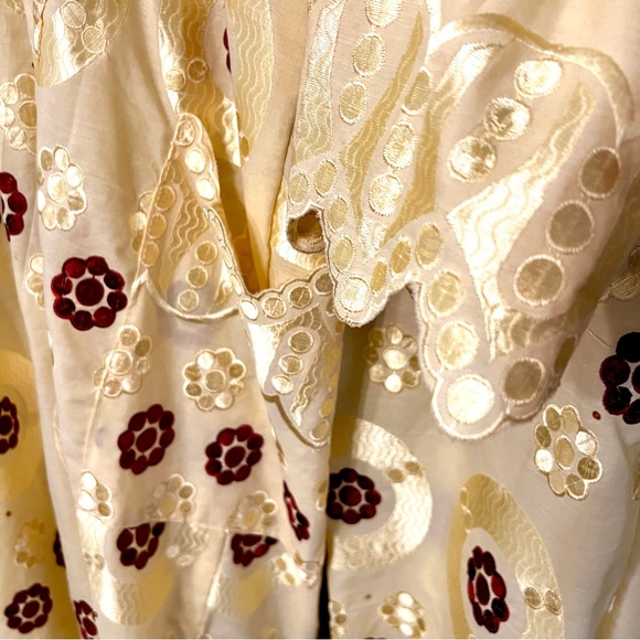 Custom African Dashiki Pant Set Embroidered Eyelet - Yellow - Picture 5 of 7